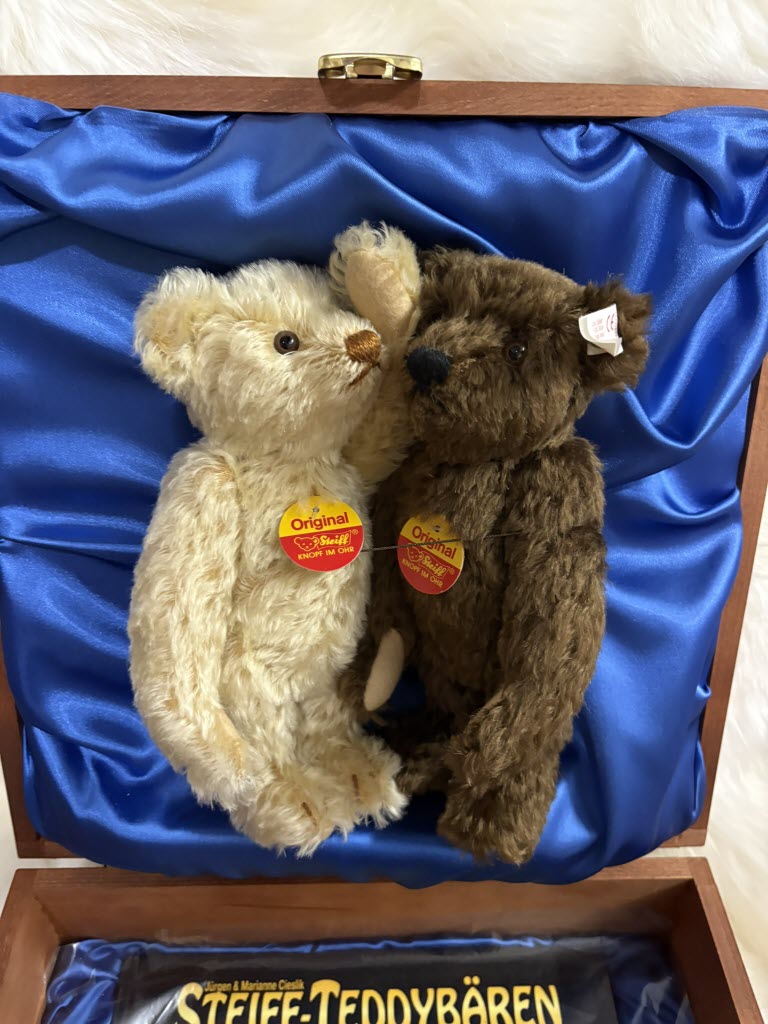 1995 Steiff 104075 Teddy im Koffer mit Buch, +/- 20cm | 104075 r | 104075 r